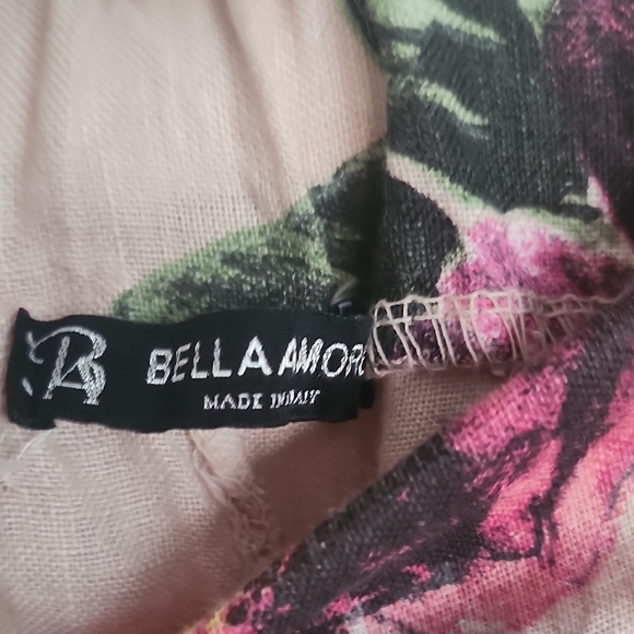 Bella Amore Cream and Pink Straight Leg Pants waist 15 stretch to 19 / inseam 25 - Picture 5 of 9